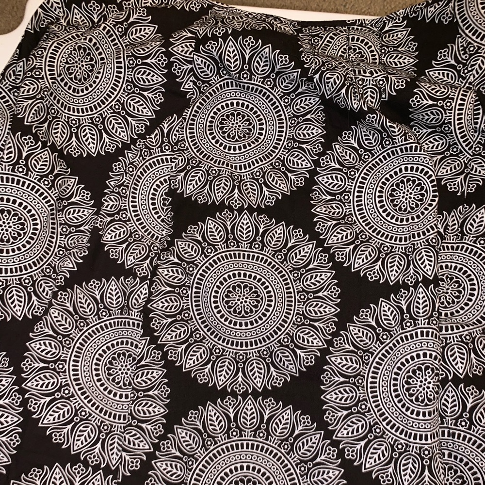 Brown and white print just below the knee skirt